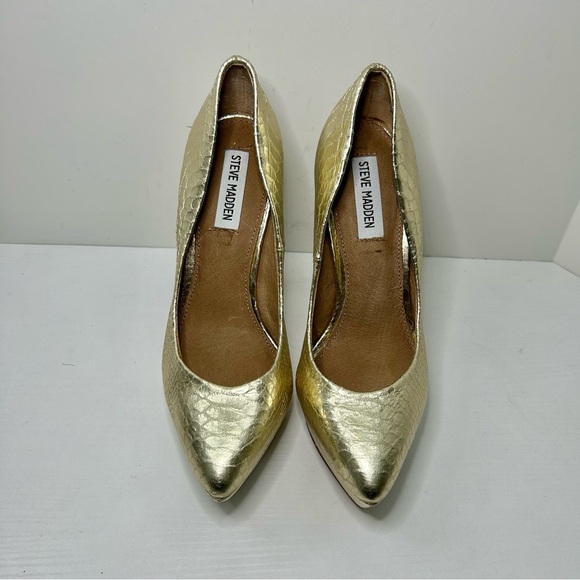 Steve Madden Artist Gold Metallic Platform Pointed Toe Heels Size 7 - Picture 2 of 15